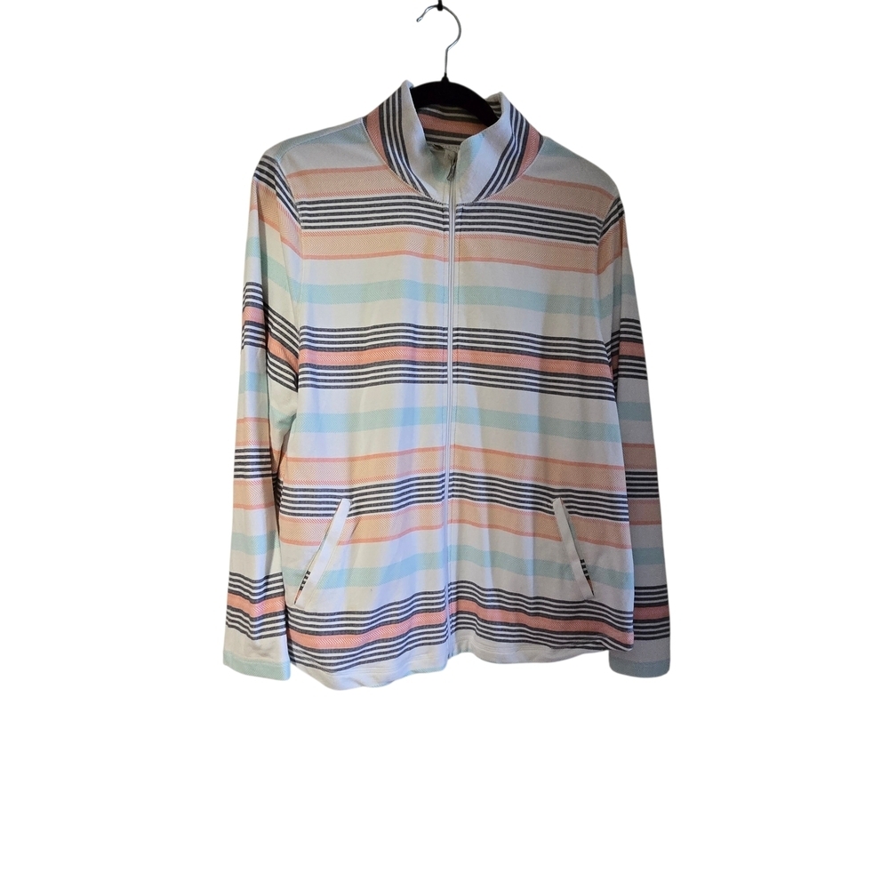 Talbots Womens Striped Multicolor Cotton Jacket